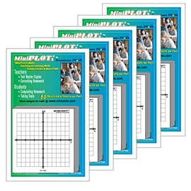 MiniPLOT Graph Paper Pads: 5 Pads of 3x3 inch Adhesive Backed XY axis Coordinate Grid Paper. 50 Sheets per pad. Grid = 12x12 Squares. Use for Homework, Taking Notes, Tests & More