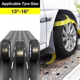 Sumpluct Tow Dolly Basket Straps with Flat Hooks Fits 14" 15" 16" Car Auto Hauler Wheel for A Car Trailer,SUV,UTV,ATV Transport Vehicle Tire Tie Down Strap Kit Heavy Duty Tire Bonnet Net Safe