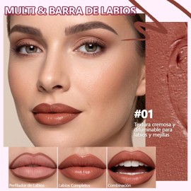 Erinde Barra de labios mate y perfilador de labios 2 en 1, #01