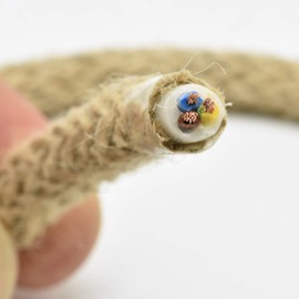 3 m Natural Jute Cable EF 3 x 0.75 mm² H03VV-F 3G Vintage Power Cable Textile Cable Lamp Cable Braided