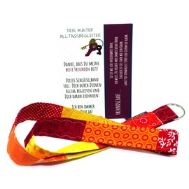 Lieblingsmanufaktur Colourful Lanyard | Precious Gift Best Friend | Heartfelt Birthday Gift for Best Friend | Ideal Small Gift Friendship, Red-orange-yellow