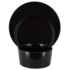 Elama Josh 18 Piece Round Stoneware Dinnerware Set; Tableware Set; Service for 6 (Matte Black)