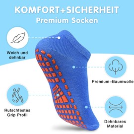 GRPSKCOS Stopper Socks Children's Yoga Trampoline Socks Non-Slip Socks Children 6 Pairs Indoor ABS Socks for Boys Girls 2-13 Years, 01 Black+Grey+Navy+Blue+Green+Dark Purple