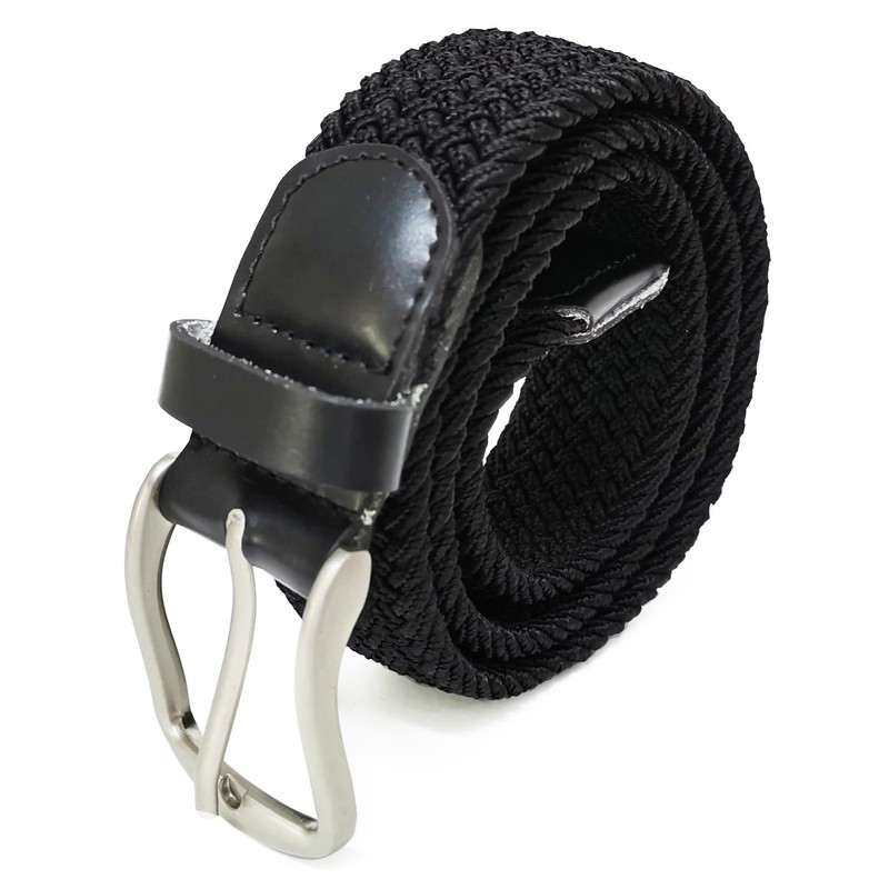 Gloop unisex elastic leather braided stretch belt; stretchable fabric; leather