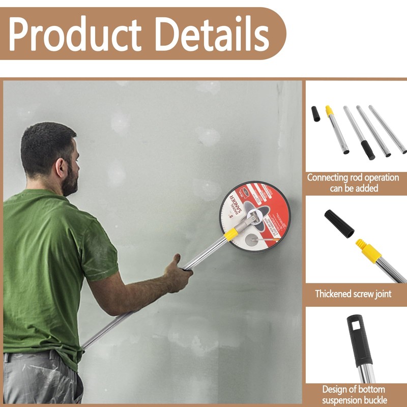 Radial Sander with Pole, 9 Inch Drywall Pole Sander, Wall