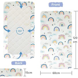 Cot Bed Fitted Sheets 120 x 60cm for Girl Boys | Bedding For Cot bed | Easy Care Soft Cotton and Dureable, Unique Rainbow & Pink Bear Pattern Baby Girl Crib Sheets