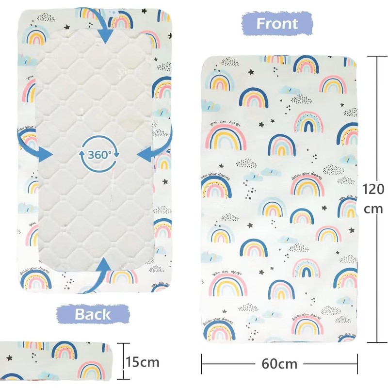 Cot Bed Fitted Sheets 120 x 60cm for Girl Boys