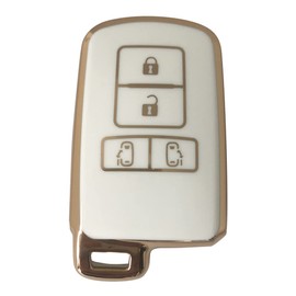 Kinotaka TPU Smart Key Case for Toyota Cars, 4 Buttons, Double Sided Slide Type, 80 Series Voxy, Noah, Harrier 60 Series, Esquire Alphard, Sienta, Crown, Auris Camry Key Cover, Accessory, white