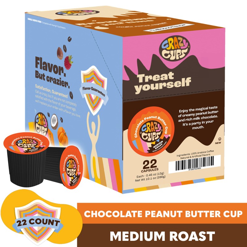 Crazy Cups Chocolate Peanut Butter Hot or Iced Coffee Cup,