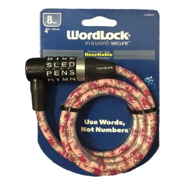 Word Lock 4ft Words not Numbers Combination Kids Camo Silver Bike Trike School - Pink Camo
