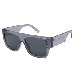 LJCZKA Retro Square Sunglasses Women Men Vintage Flat Top Rectangle Sunglasses 90s Fashion Square Thick Frame Glasses UV400 Protection, gray