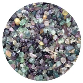 GAF TREASURES Wholesale Natural Semi Tumbled Rainbow Fluorite Gemstone Chips, Crushed Mini Crystals, Undrilled Crystal Chips (Rainbow Fluorite, 0.5 Pound)