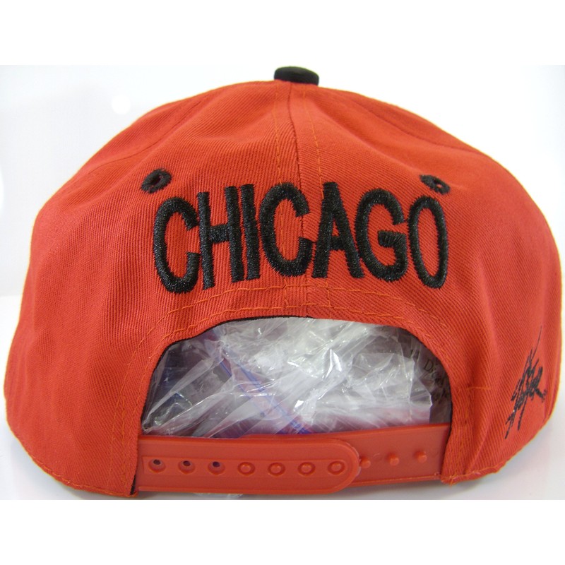 City Hunter Chicago Script Men's Adjustable Snapback Baseball Caps (Red/Black