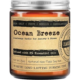 Ocean Breeze Candles for Home Scented - 8OZ Aromatherapy Candles for Relaxation Stress Relief Soothing Anxiety, Calming Candles Gifts for Women Perfect for Relaxing Bath Yoga Meditation Healing