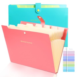 Yolistar Pack of 2 A4 Document Folders, Folder with 8 Compartments, Folder with Labels, Portable Organiser System for Office, Home, School, Folder Organiser, Blue/Red Tones