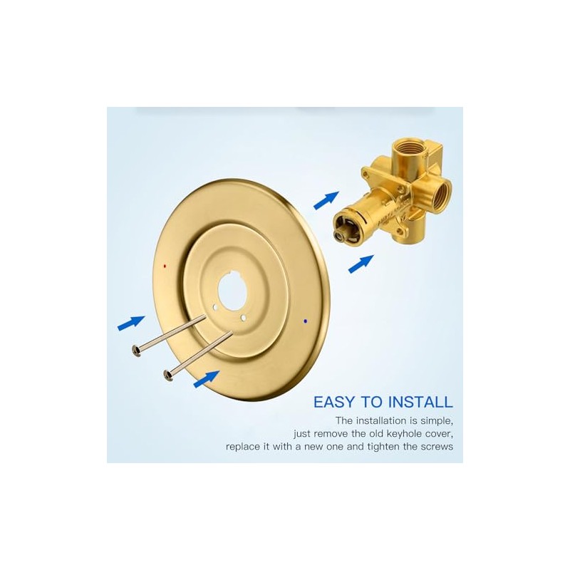 Shower Handle Cover Plate, Brushed Gold,for One-Handle Tub and Shower