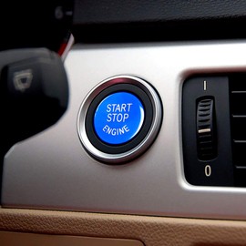 Car Engine Switch Cover, Fydun ABS One Button Start Cover Engine Ignition Switch Replace Start Stop Engine Sticker Switch Protection (Blue)