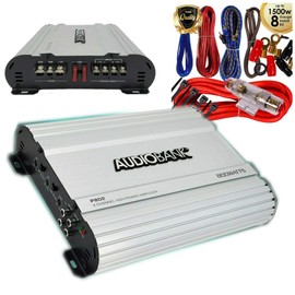 Audiobank P802 2 Channels Tri-Mode Capable Amplifier 2 Ohm Stable 800 Watts Peak Power with LED Indicator + 1500 Watts 8 Gauge Car Amplifier Installation Wiring Kit