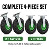 10 Inch Pneumatic Caster Wheels Set of 4, Heavy Duty