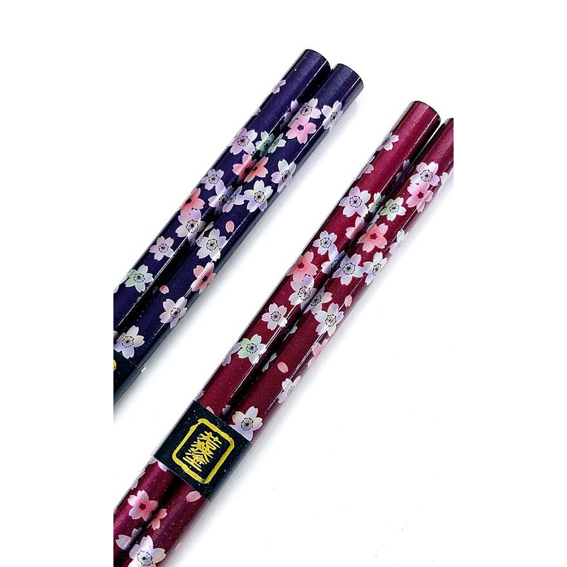 Couples Chopsticks Wasaika Chirashi Navy Blue, Vermilion, Dishwasher Safe Design,