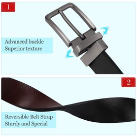 JASGOOD Women Leather Reversible Belt, Ladies Belt for Jeans with Rotated Buckle,B-Black/Coffee,Suit for Pants Size 32-36 Inches