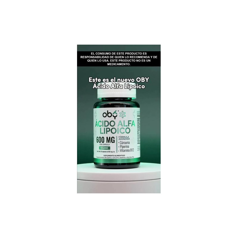 Ácido Alfa Lipoico Cúrcuma Vitamina B12 Energía Bienestar Oby Cápsulas