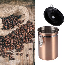 Natudeco Sealed Storage Pot, Coffee Canister, Stainless Steel Sealed Container, Portable Tea, Coffee Bean Container with Air Release Valve, Food Storage for the Kitchen (Gold)