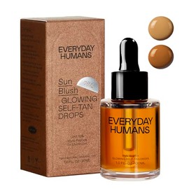 EVERYDAY HUMANS- Gotas autobronceadoras brillantes Sun Blush, de fabricación australiana, 1.0 fl.oz | Crema bronceadora natural para rostro y cuerpo con efecto bronceado
