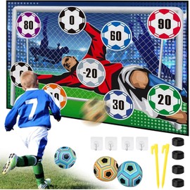 Football Ball Game Set for Kids, Indoor Outdoor Backyard Toss Football Goal Game with Velcro Balls, Foldable Flannel Goals, Christmas Birthday Gift for 3 4 5 6 7 8 Year Old Boys Girls Sport Toy