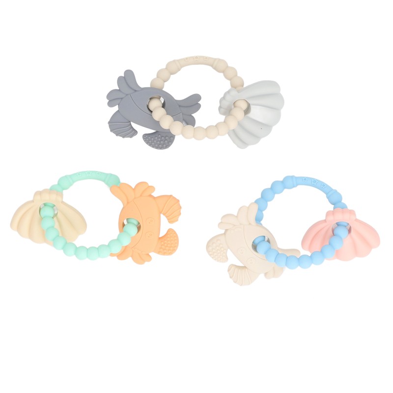 3pcs Silicone Shell Teething Ring Soothes Gum Soreness Crab Shell