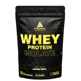 PEAK Whey Protein Isolate - 750 g Flavour Blueberry Vanilla I 25 Servings I Very High Protein Content Made from 100% Whey Protein Isolate I Low Sugar & Fat I for Muscle Building and Maintenance