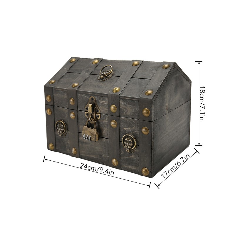 Wooden Treasure Chest Boxes Hand Crafted Vintage Wooden Box with