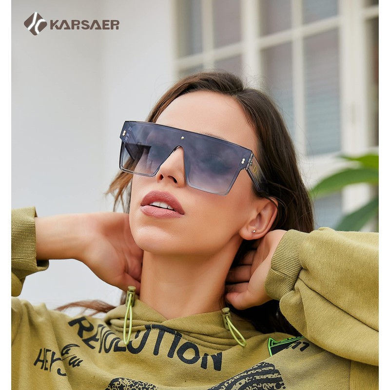 Karsaer Chic Oversized Square Women Men One Piece Sunglasses Fashion
