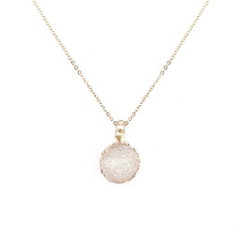 NTLX Women's Eye-Catching & Elegant Gold Plated Druzy Pendant Necklace (Beige)