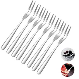 8Pack SUS304 Stainless Steel Mini Fruit Fork,Two Prong Fork, Appetizer Forks,Bistro Cocktail Salad Forks with Storage Box (5inch)