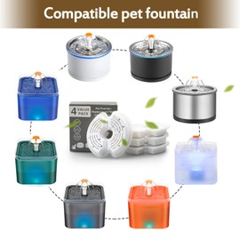 Cat Water Fountain Filters, Multiple Filtration Pet Water Fountain Replacement Filter,8 or 12 Packs of Cotton Activated Carbon Cat Fountain Filters (Filter 4 Pack)