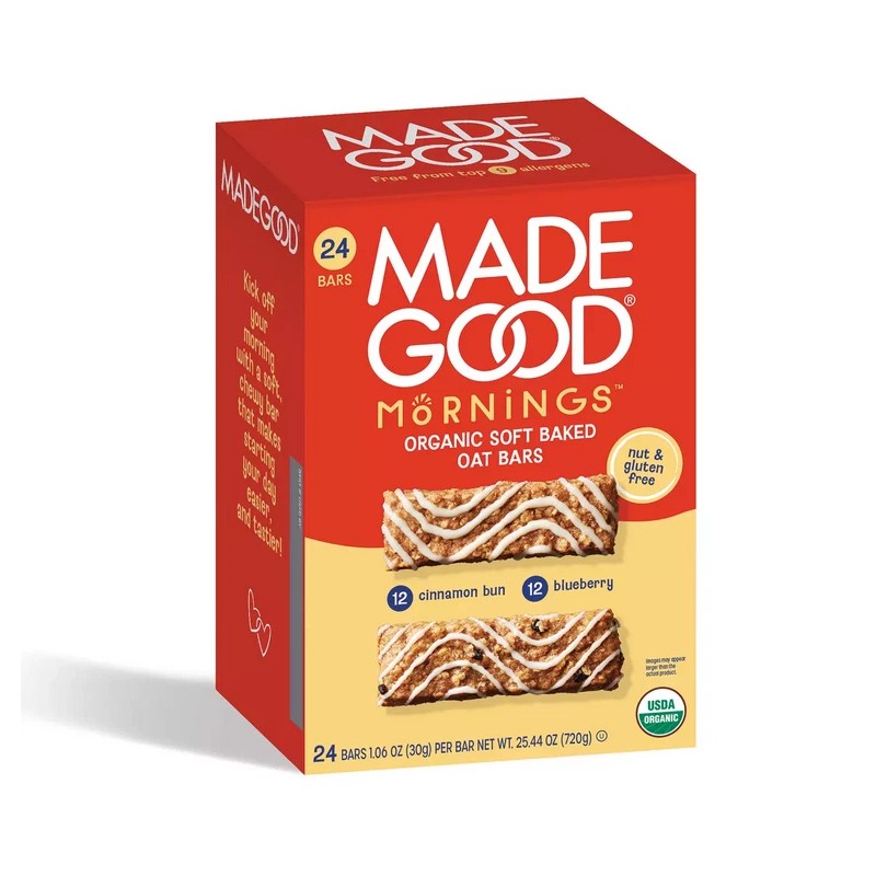 MadeGood Mornings Organic Soft Baked Oat Bars, Variety Pack, 24