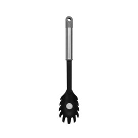 Fackelmann MODE Spaghetti Spoon, Spaghetti Tong, Server, PBT Plastic Non-Stick Function Head & Stainless Steel Handle with Hanging Loop, 32 x 6 x 4 cm, Black, Grey & Silver