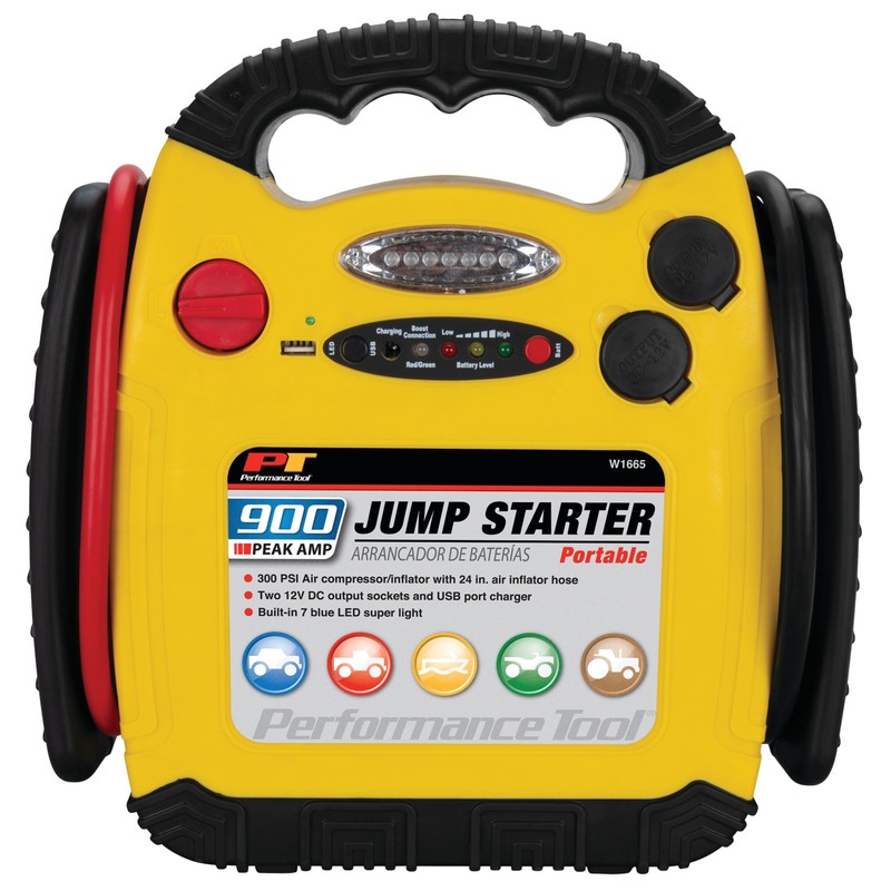 Performance Tool W1665 900 Amp Jump Starter, Inflator, Portable Power
