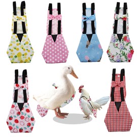 6 Pcs Washable Chicken Diapers Reusable Duckling Diapers for Pet Ducks Hens Goose Clothes Pet Diaper with Bow Tie Poultry Nappies Waterproof Adjustable for Hen Rooster Chicken (M)