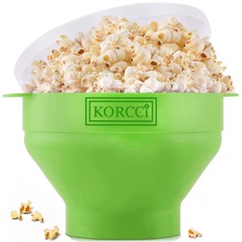 The Original Korcci Microwaveable Silicone Popcorn Popper, BPA Free Microwave Popcorn Popper, Collapsible Microwave Popcorn Maker Bowl, Dishwasher Safe - Green