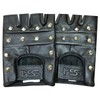 Prime Sports PrimeLeather Quality Real Leather Black Stud Fingerless Biker