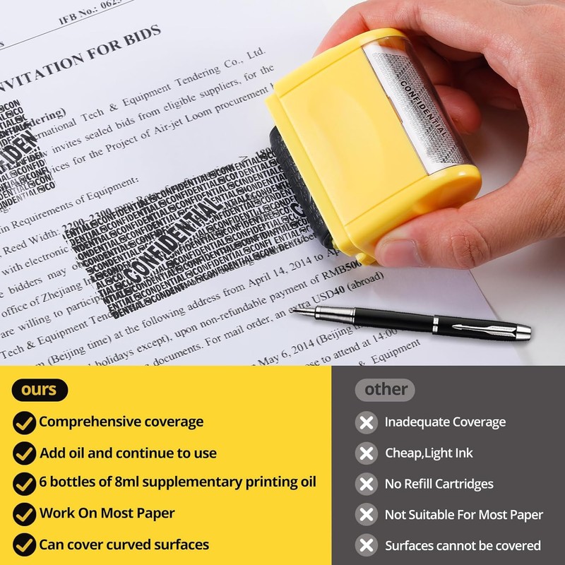 Identity Theft Protection Roller Stamps - Confidential Roller Stamp Including