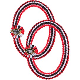 TFTAFAN Silk Graduation Leis Class of 2025 Graduation Ribbon Leis Graduation Necklace Braided Necklaces For High School College Graduation DIY Decors Party Supplies (2, Red, white, and black)