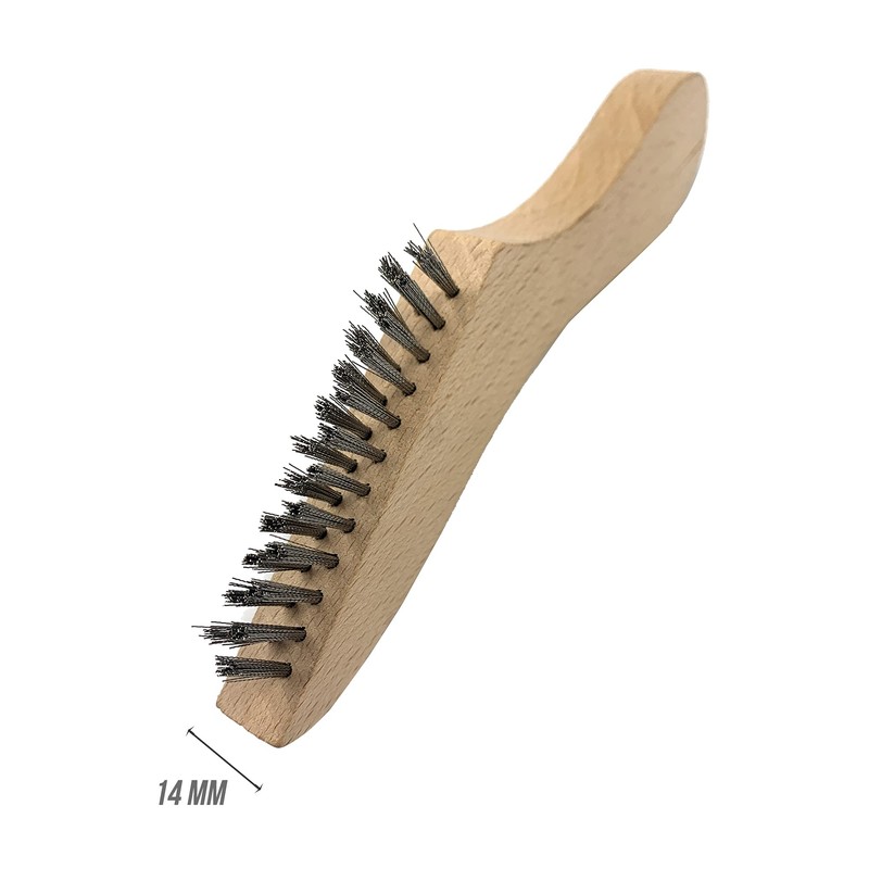 Small Narrow Wooden Wire Scratch Grout Brush Tool Stainless Steel