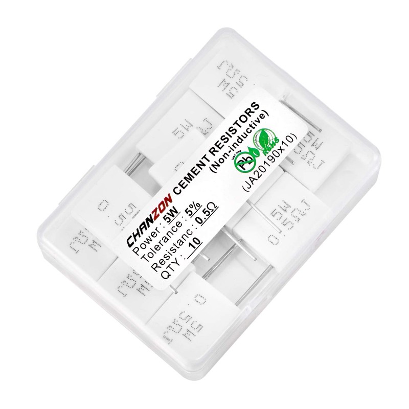 Chanzon 10pcs 5W Ceramic Cement Resistor 0.5 Ω ohm ±5%