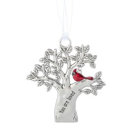 GANZ You are Loved Regal Red Cardinal on Silver Tone Tree Branch 2.5 x 2.75 Zinc Decorative Hanging Christmas Holiday Ornament