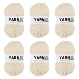 Rebower 6Pcs Beige Acrylic Yarn 790 Yard 4 Ply Soft Crochet Yarns Sport Weight Yarn,[for DIY Crocheting Knitting Craft Blankets Hats]-300g