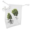 Lunarable Tree Fabric Pouch Set of 2, Majestic Lonely Olive