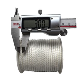 12 Strand Braided Dyneema Rope -3mm 700kg Fracture Strain - Suitable for Tents, Kiteboarding, and Other 65 feet (White)